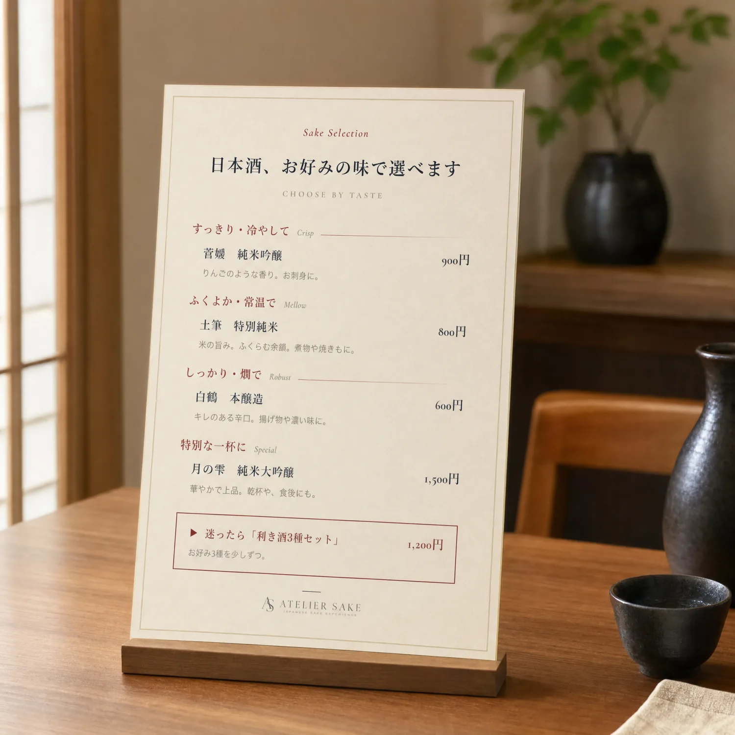 和酒バル「杯と肴」ドリンクメニュー表